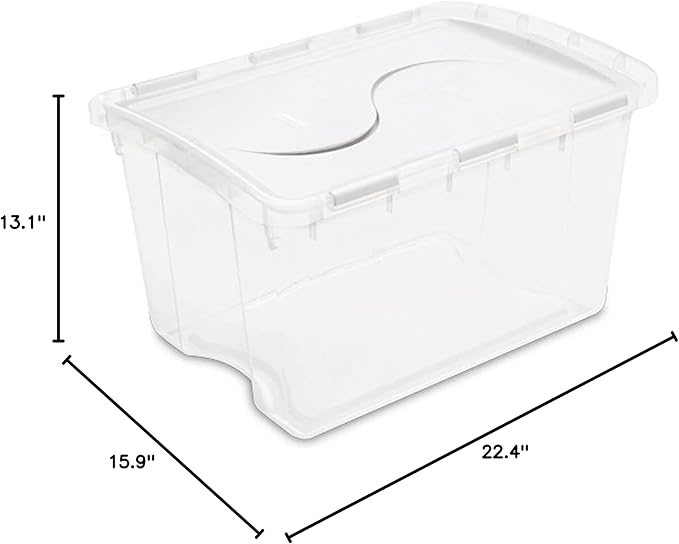 Sterilite 48 Quart Multipurpose Clear Base Storage Box Tote Container with Secure Hinged Lid for Home or Office Organization (30 Pack)