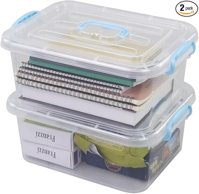 8 Quart Plastic Storage Container with Lid and Handles 2 Packs
