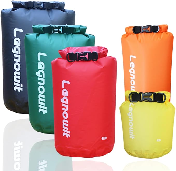 Dry Bag 3 Pack/5 Pack Waterproof Lightweight Small &amp Large Dry Sacks for Outdoor Camping Backpacking Kayaking Boating Travel and More