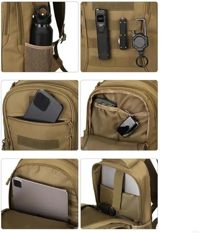 Military Tactical Backpack for Men Mini Daypack Small Tactical Assault Bag for Hunting Camping Trekking(Brown)