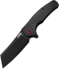 CJRB Crag Folding Pocket Knife 3.43 AR-RPM9 Steel Blade Carbon Fiber Handle EDC Knife with Pocket Clip for Men Women Camping Survival Hiking Black (J1904)