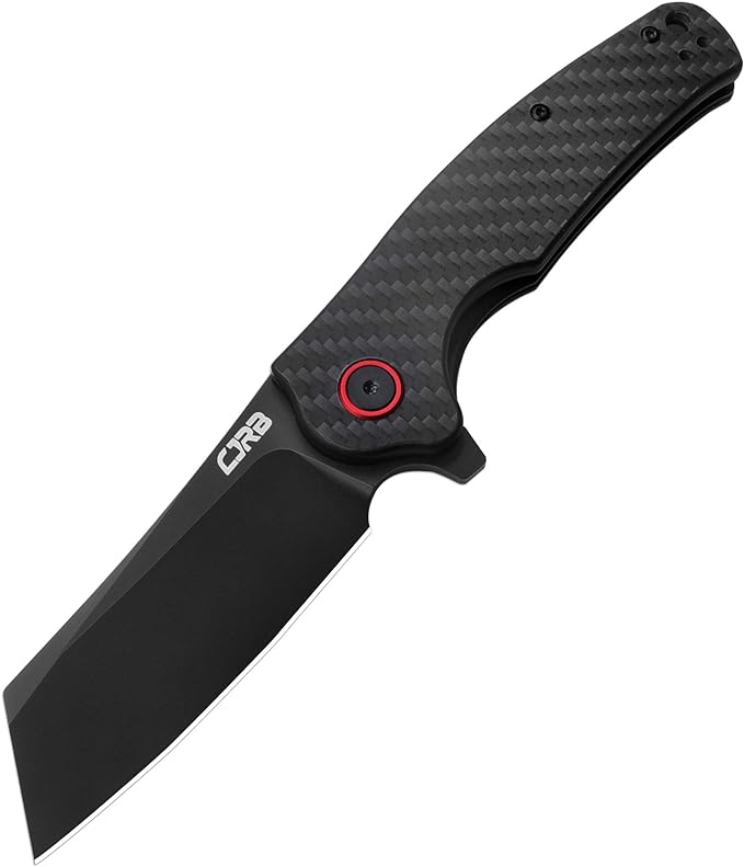 CJRB Crag Folding Pocket Knife 3.43 AR-RPM9 Steel Blade Carbon Fiber Handle EDC Knife with Pocket Clip for Men Women Camping Survival Hiking Black (J1904)