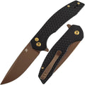 KANSEPT Accipiter Pocket Knife 3.53Rose Gold 14C28N BladeBlack Anodized Aluminum with Fish Scale Texture Handle Flipper Open &amp Button Lock Deep Clip EDC Folding Knives for Camping Hunting T10