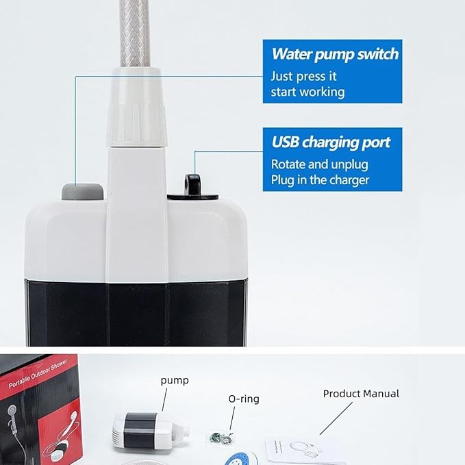 2023 Portable Camping Shower Pump with Multi-use Sprayer for Campsite Bathing Beach Yard Pet Car Cleanups (1Pcs)
