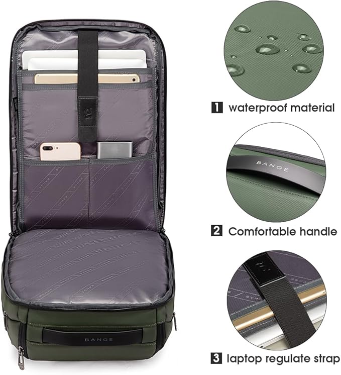 BANGE Business Smart Backpack Waterproof fit 15.6 Inch Laptop Backpack with USB Charging PortTravel Durable Backpack