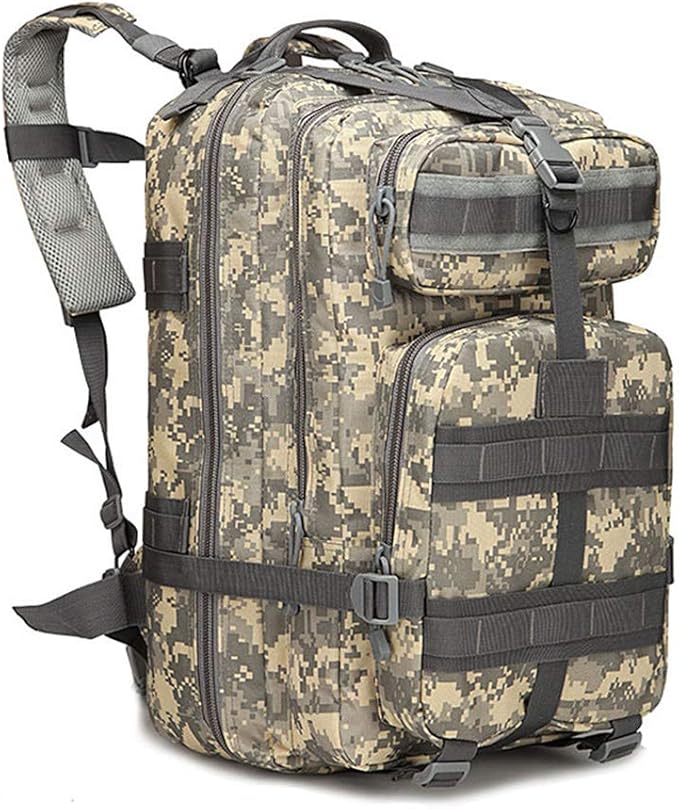 Outdoor Sports Pack Hiking Bag Tactical Rucksack Camo Knapsack Combat Camouflage Molle Upgraded Tactical 40L 3P Backpack - ACU