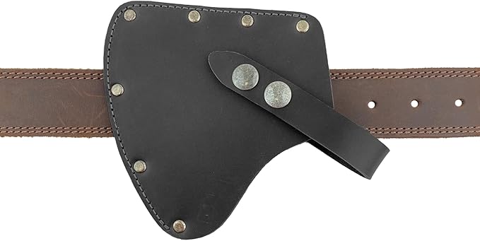 Camper Axe Head Sheath Protector Case Hatchet Blade Safety Sleeve Camping Accessories Lumberjack Outdoors Essentials Full Grain Leather Handmade Charcoal Black