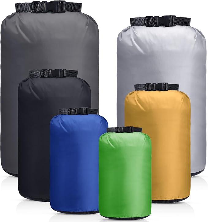 6 Pcs Waterproof Dry Bag Sack Lightweight Outdoor Dry Bags 35 L 20 L 15 L 10 L 5 L 3 L Waterproof Boat Bag for Kayaking Backpacking Hiking Camping Rafting(Dark Color)
