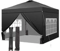 GDY 12x12 Pop Up Canopy Tent with 4 Sidewalls Easy Set up with One Push Lift Gazebo with Wheel Bag and4 SandbagsCarpas for Events PartiesCamping Black.