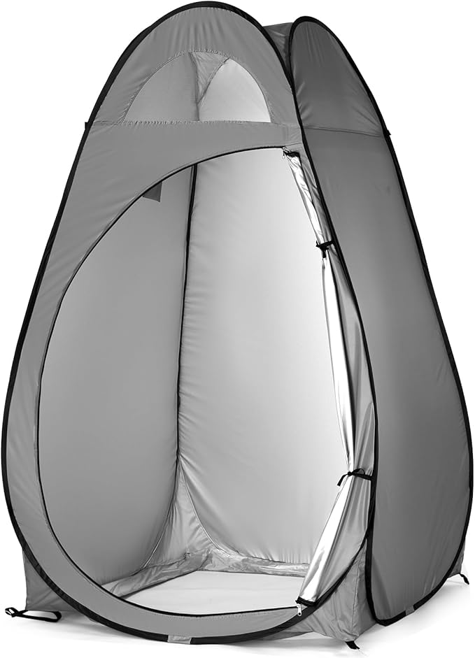 Pop Up Pod - Privacy Shower Tent with Carry Bag Dressing Room Instant Portable Toilet Stall for Camping Beach or Tailgate (Grey)