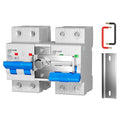 32 Amp Dual Power Manual Transfer Switch 2Pcs 2-Pole Circuit Breakers with Single-Side Slide Lock DIN Rail Included Ideal for Industrial and Home Use