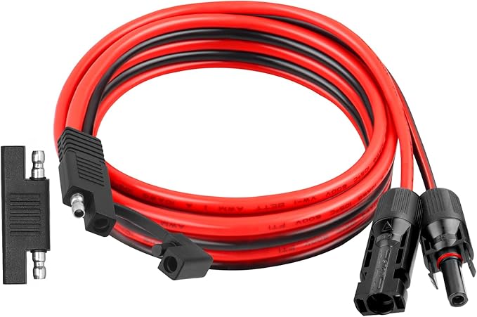 XRDS -RF 10AWG SAE to Solar Panel Connector Cable 10FT Heavy-Duty Tinned Copper Solar Extension Cable with SAE Polarity Reverse Adapter for Solar Power Systems and Battery Connections