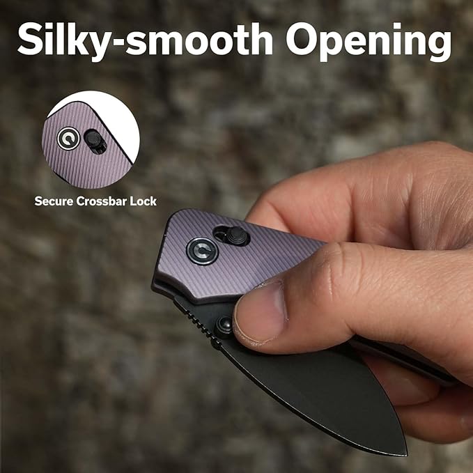 CIVIVI Small Pocket Knife for EDC Baby Banter 2 Crossbar Lock folding Knife with 2.34 Nitro-V Blade Aluminum Handle Titanium Thumb Stud Opener C23074-2