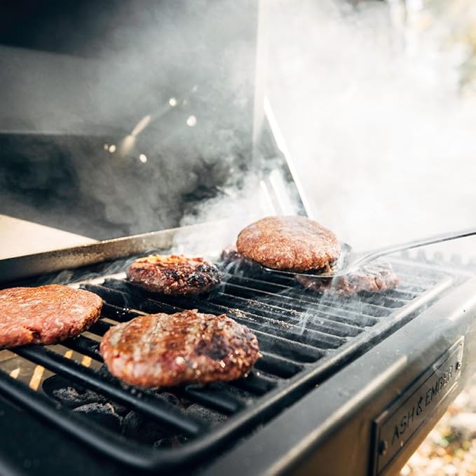 Ash &amp Ember Park-Style Grill/Smoker 260 Sq In Charcoal Grill with Cover 17.5x11.5 Grate Side Shelf for Food Prep Single Post Permanent Park-Style Grill for Outdoor Backyard BBQ