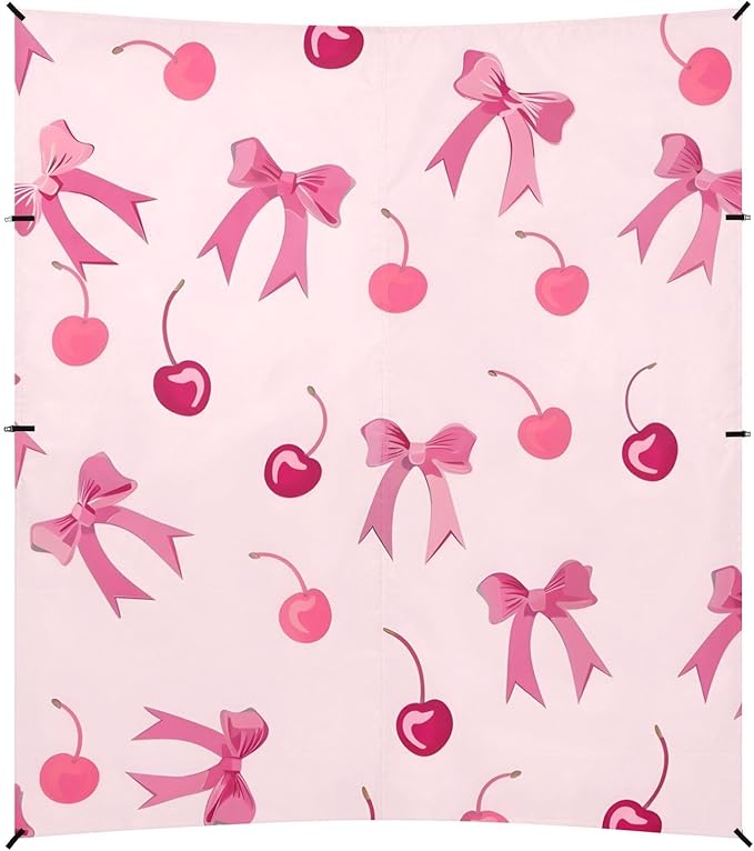 ALAZA Pink Bows Cherrie Pattern Beach Tent Sun Shelter Portable Canopy Sunshade for Outdoor Camping Picnics Backyard Fun 10x9 ft