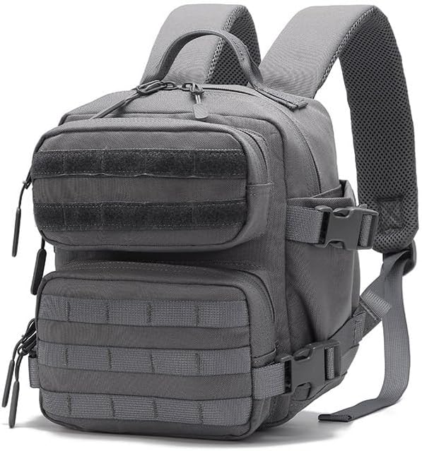 Outdoor Sports Pack Hiking Bag Tactical Rucksack Camo Knapsack Combat Camouflage Tactical 9L Molle Backpack - Gray