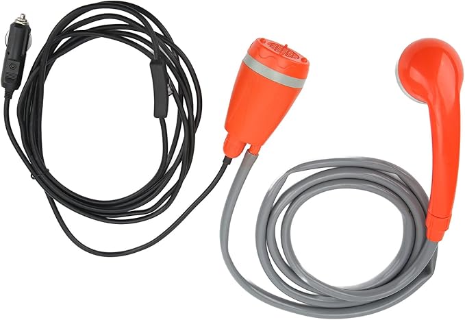 Portable Camping Shower 12V Outdoor Pump Shower Head Portable Handheld 3.5L/min Cigarette Lighter Adapter for Camping Hiking Car Washing