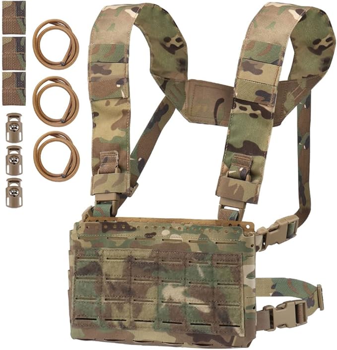 Tactical Pouches Chest Pack with Triple Magazine InsertMOLLE Chest Rig with Placard Hook Loop