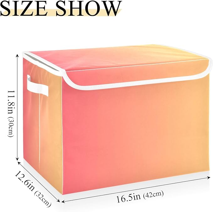 Orange Gradient Storage Containers with Lids Foldable Organizing Containers Storage Bins with Lids Large for Office