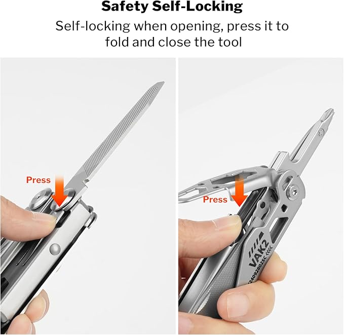 Viperade VAK2 Multitool 20 In 1 Stainless Steel Multi Tool Pliers Pocket Knife with Self-Locking Foldable Heavy-duty Multitools with Scissors and Screwdriver Bits Set for Hiking Camping Repair