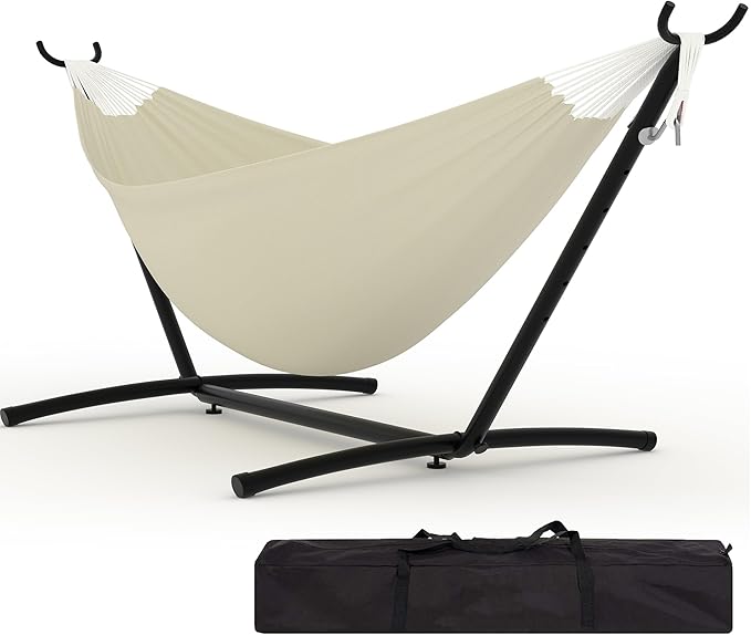 Garvee 2 Person Hammocks with Stand for Outside Double Hammocks Portable Space Saving Heavy-Duty Steel Stand for Indoor Outdoor Patio with Carrying Bag 450 lbs Capacity