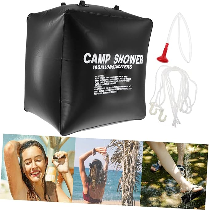 GANAZONO 1set Solar Shower Bag Outdoor Camping Water Heating Pouch for Hiking BBQ Travel and More Material Includes Nozzle and Hose