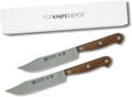 Lodge Steak Knife Set – Serrated Blade – Molybdenum Vanadium Stainless Steel - Layered Oak Wood Handle - Excellent choice for informal or formal BBQs - Set includes 2 Knives