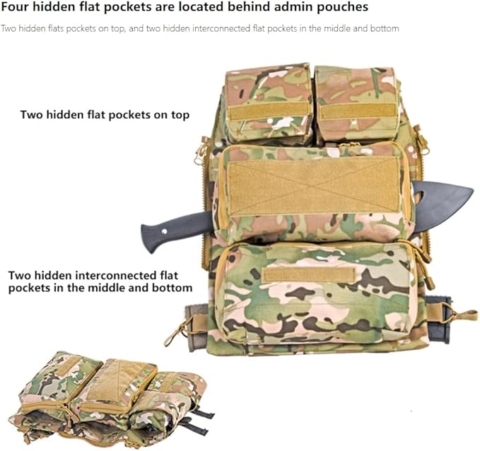 ACEXIER Tactical Zip-on Panel Zipper-on Pouch Hunting Bag Airsoft Molle Plate Carrier for A.VS-JPC 2.0 Vest