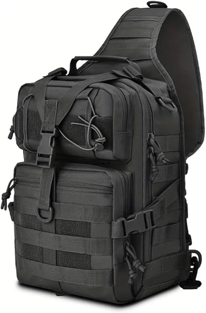 Tactical Sling Backpack Versatile Chest Bag Waterproof EDC Rucksack Bag for Outdoor Hiking Camping(Black)