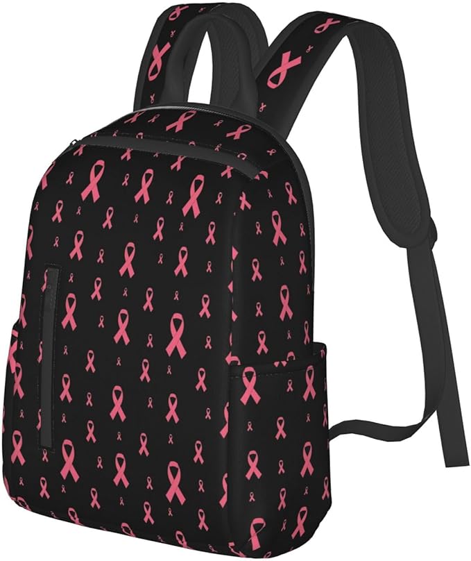 Travel Laptop Backpack Business Breast cancer awareness ribbons black College Computer Bag Gift for Men &amp Women