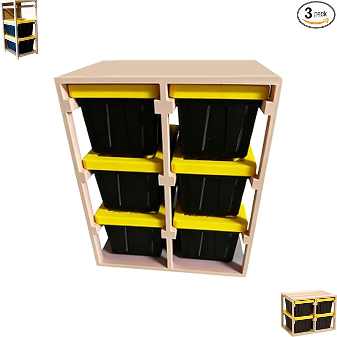 3D Printed Mini Storage Racks and Yellow Storage Boxes Stackable Small Parts Organizer Small Storage Bins with Lids for Screws Tools And Craft Supplies Ideal Gift for Aldult (2 * 3)