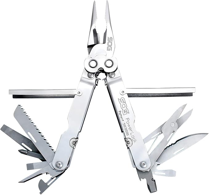 SOG Powerlock Heavy Duty 18 Multitool Pliers with Ballistic Nylon Sheath (Satin)