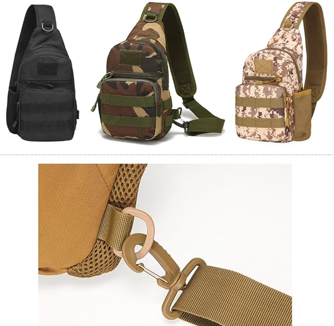 Outdoor Tactical Bag Backpack Military Sport Bag Pack Sling Shoulder Backpack Water bottle hanging bag (Desert Digital)