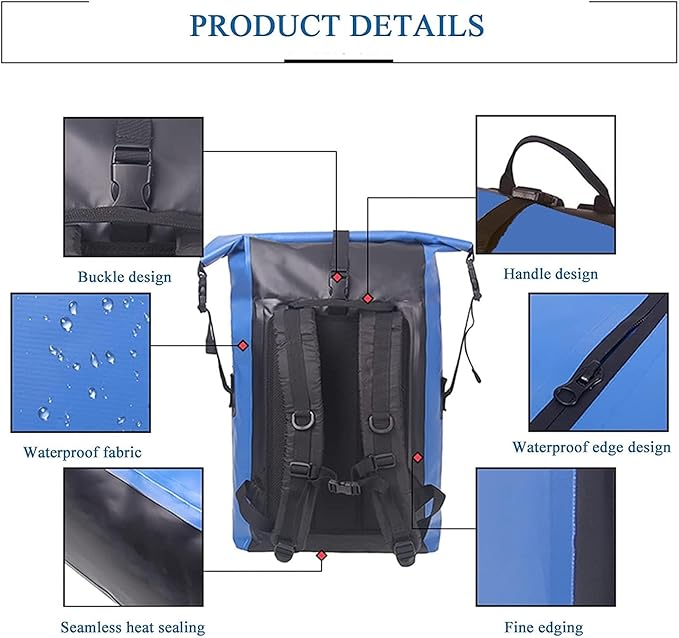 Floating Waterproof Drying Bag (40L) Roll-top Drying Bag Lightweight Dry Storage Bag with Zippered Pocket for Fishing (Color : Green)