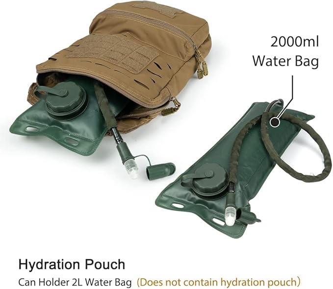Tactical MOLLE Hydration Pack for 2L Hydration Water Bladder Hydration Bag 500D Nylon