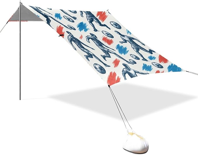 xigua Play Soccer Beach Tent Sun Shelter with Carrying Bag - Silver Coated Oxford Fabric Beach Canopy for Beach Camping Fishing - Includes Windproof Ropes Sandbags &amp Stakes