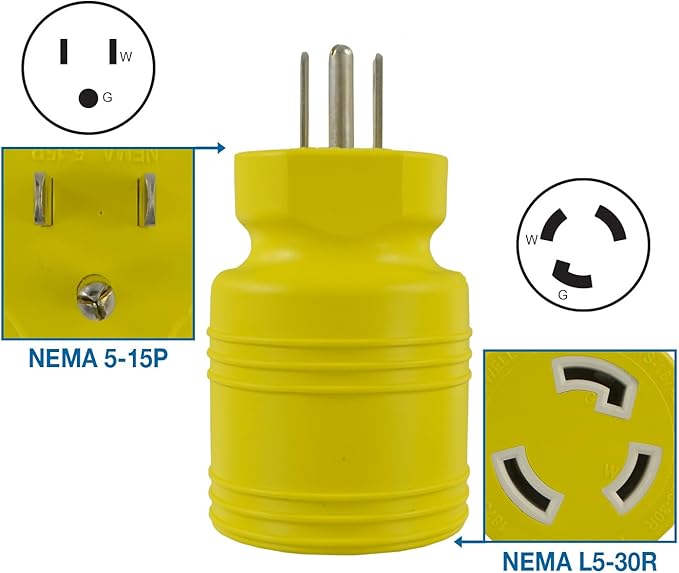Conntek 30222-YW 15A to L5-30R Plug AdapterYellow