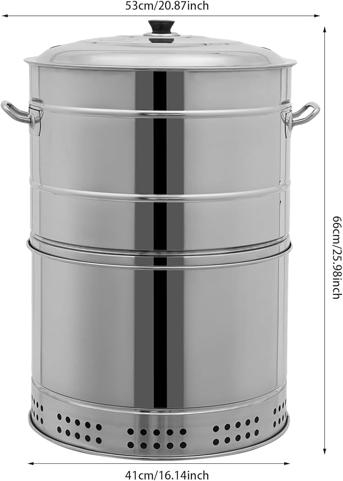 Stainless Steel Barrel Charcoal Smoker Large Portable Charcoal Grills 26 Inch BBQ Grill for Outdoor Cooking Barbecue Party