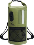 Waterproof Dry Bag 500D PVC Roll Top Dry Sack with 3 Carrying Ways Lightweight Waterproof Bag for Kayaking Swimming Boating Paddle Boarding Hiking Beach (Army Green 25L)