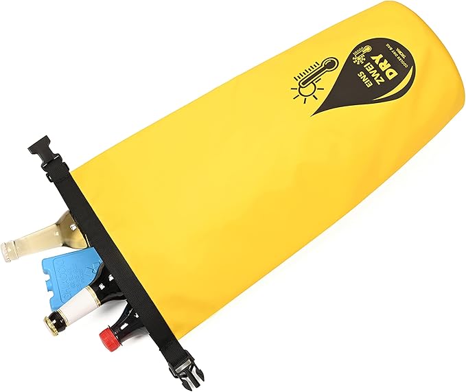 Troika 1-2-Dry Bag – RUC03/GY – Outdoor-Rucksack mit Kühlfunktion und Roll-Top – für Wassersport Angeln Schwimmen Wandern Camping – wasserdicht – PVC Tarpaulin – gelb schwarz