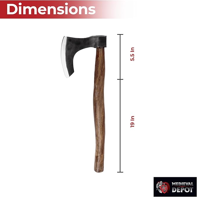 MedievalDepot Traditional Scandinavian Skeggøx Battle Axe - Overall 20 Carbon Steel - Functional &amp Battle Ready