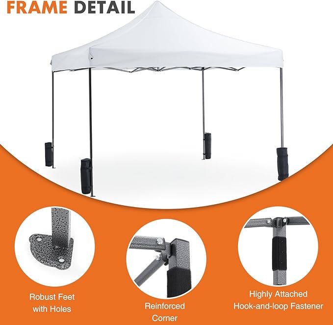 10 x 10ft Pop Up Canopy Tent Easy Setup Outdoor Shade Instant Portable Sun Shelter Canopy Tent for Parties Camping BeachWhite