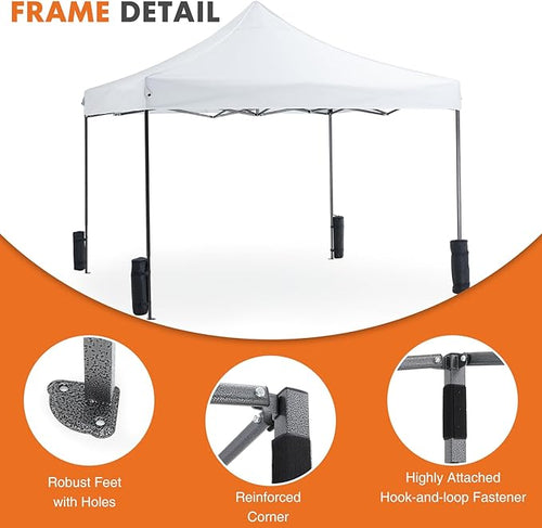 10 x 10ft Pop Up Canopy Tent Easy Setup Outdoor Shade Instant Portable Sun Shelter Canopy Tent for Parties Camping BeachWhite
