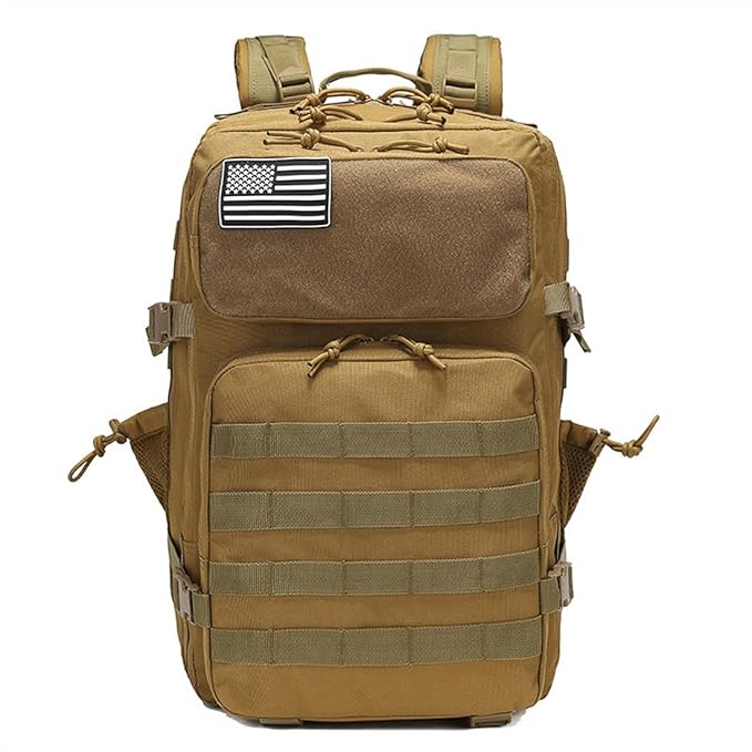 Tactical Backpack Military Backpacks 45L Army Backpacks Large Waterproof Bug out Bag for Fishing Hiking Hunting (Mud Color)