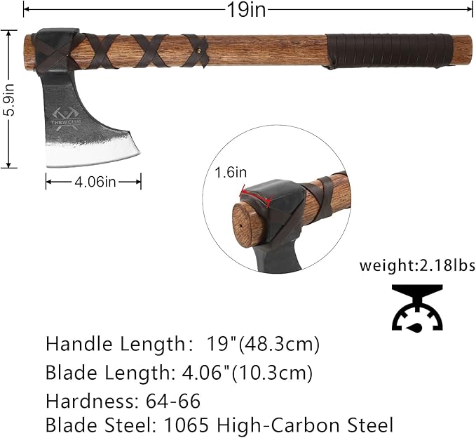 2 Pack 19 Throwing Axe Throwing Tomahawk with Leather Sheath 1065 High Carbon Steel and Beech Wooden Handle Well-Balanced Great for Axe Throwing Game Competition and Recreation