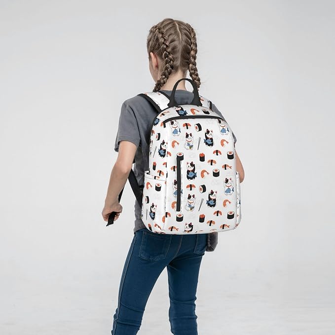 Travel Laptop Backpack Business Anti Theft Japanese sushi and lucky cat Durable Backpack College Computer Bag Gifts for Men &amp Women