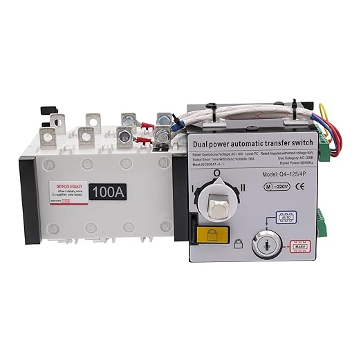 Dual Power Automatic Transfer Switch 63A 2P/4P 110V Generator Changeover Switch Tool Electronic Power Circuit Breaker Controller 50HZ/60HZ (4P/100A Black)