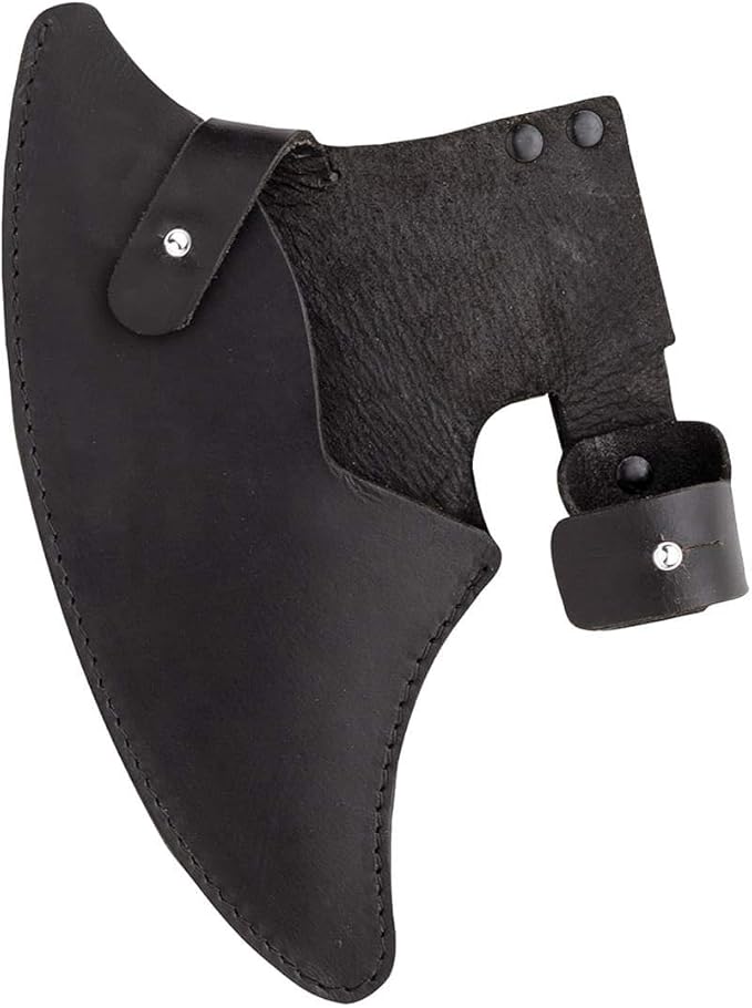 Windlass Hand-Forged Crusader Axe – High Carbon Steel Head with Pierced Cross Leather Grip &amp Cover 30 Medieval Battle Tomahawk for Hunting &amp Camping