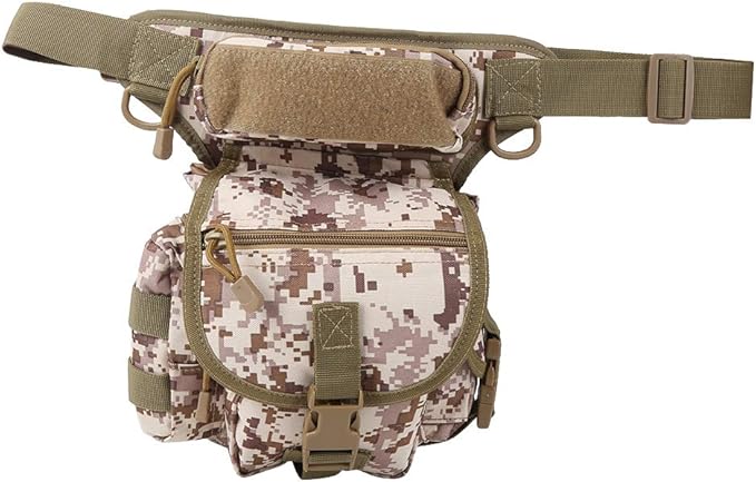 Ox Cloth Drop Leg Bag Tactical Photography Pouch with Quick Access Multifunctional Sports Leg Pack for Outdoor Activities Durable Drop Leg Bag with Adjustable Strap (Desert Digital (in stock) One