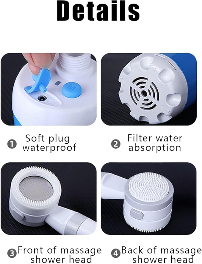 Portable Camping Shower 5000mah Battery Outdoor Camping Shower Pump Echargeable Shower Tool for Pumping Water from Bucket for Outdoor Camping Traveling Pet Bathing Car Washing